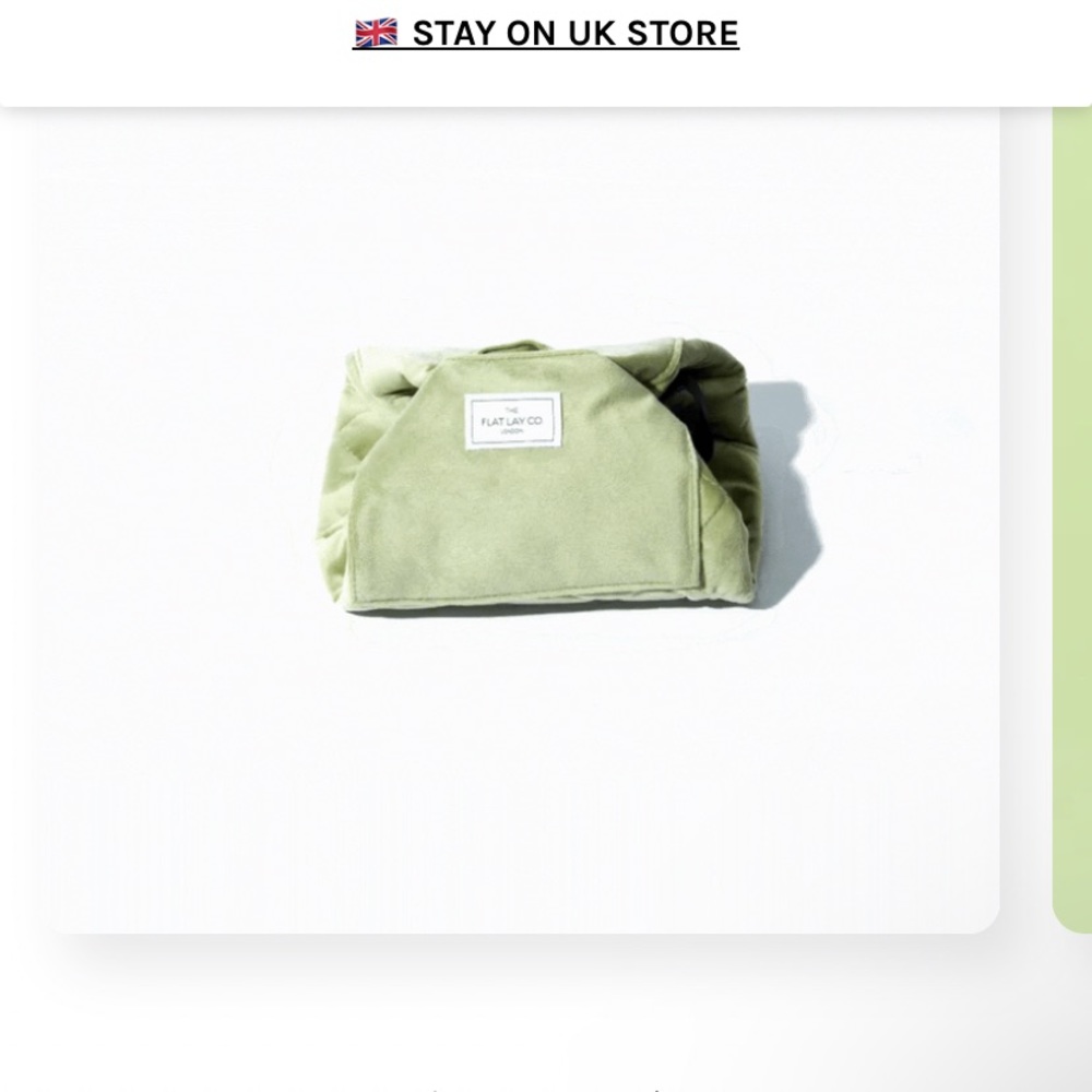 Sage Green Velvet Full Size Flat Lay Makeup Bag